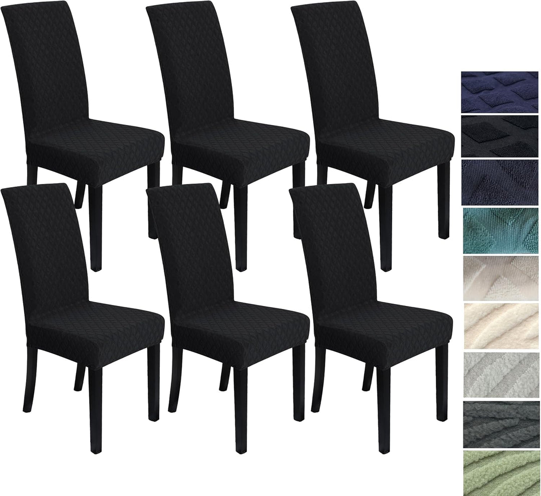 Housse de chaise extensible en polyester, motif feuille, pour une salle à manger moderne et protégée.