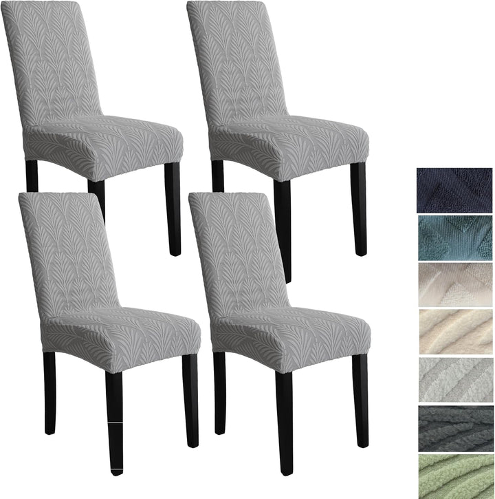 Housse de protection pour chaises, motif feuille. Tissu extensible, lavage facile. Décoration élégante.