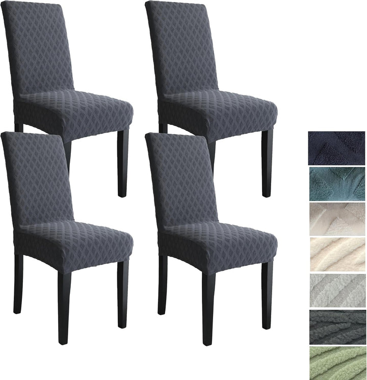 Lot de housses extensibles pour chaises de salle à manger, motif diamant. Décoration intérieure moderne.