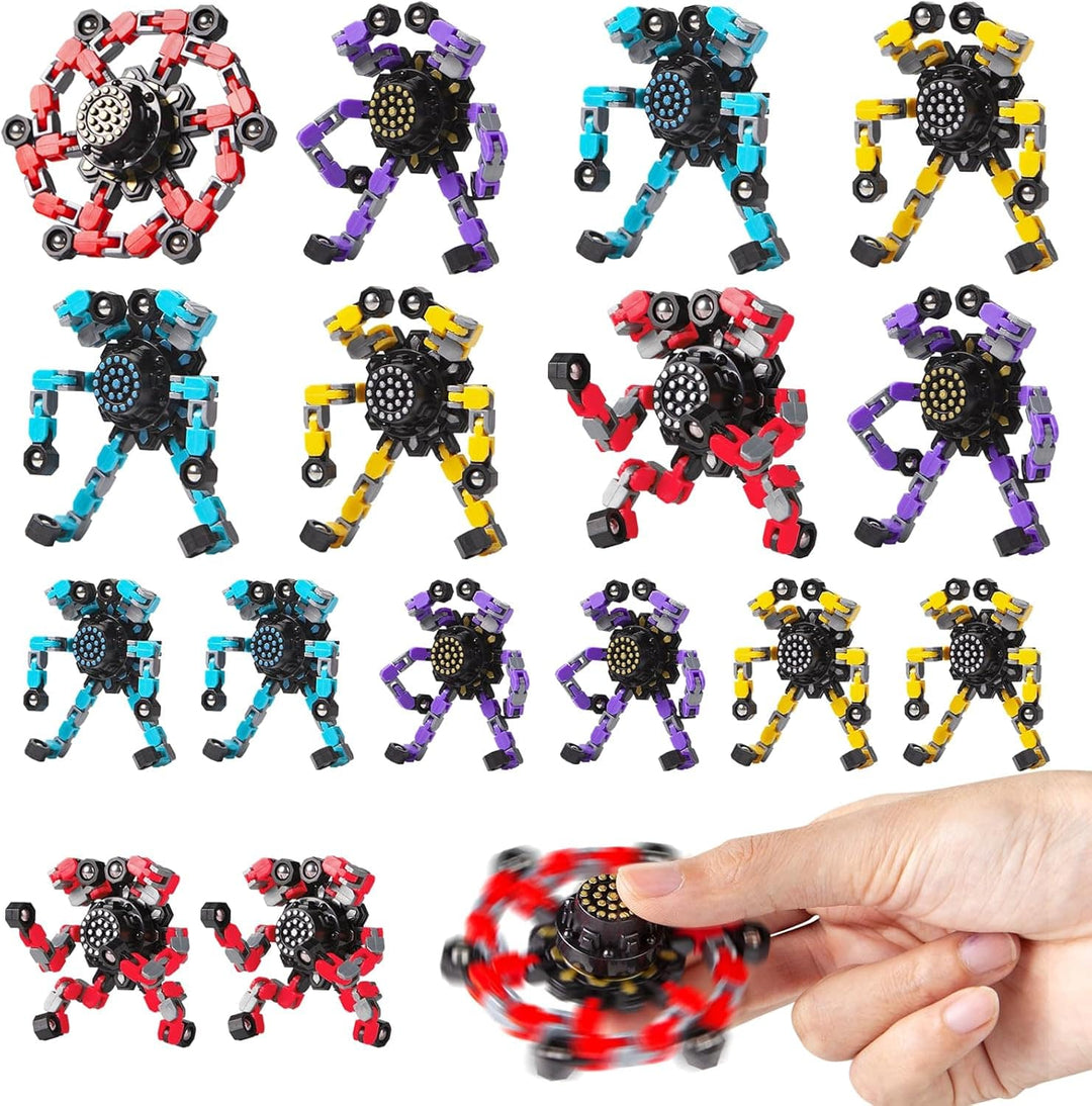 Gadget anti-stress transformable en robot, parfait pour les mains agitées et la relaxation.