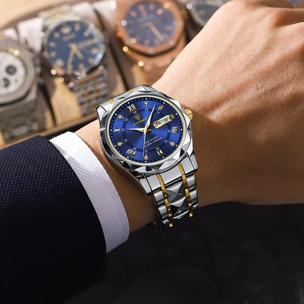 Montre masculine élégante, étanche, avec cadran lumineux pour excellente visibilité.