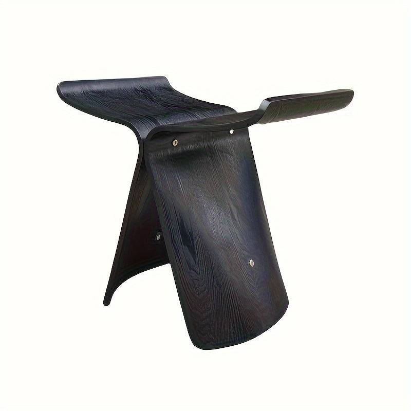 Meuble polyvalent tabouret Papillon en bois, idéal comme table d'appoint ou siège d'entrée.