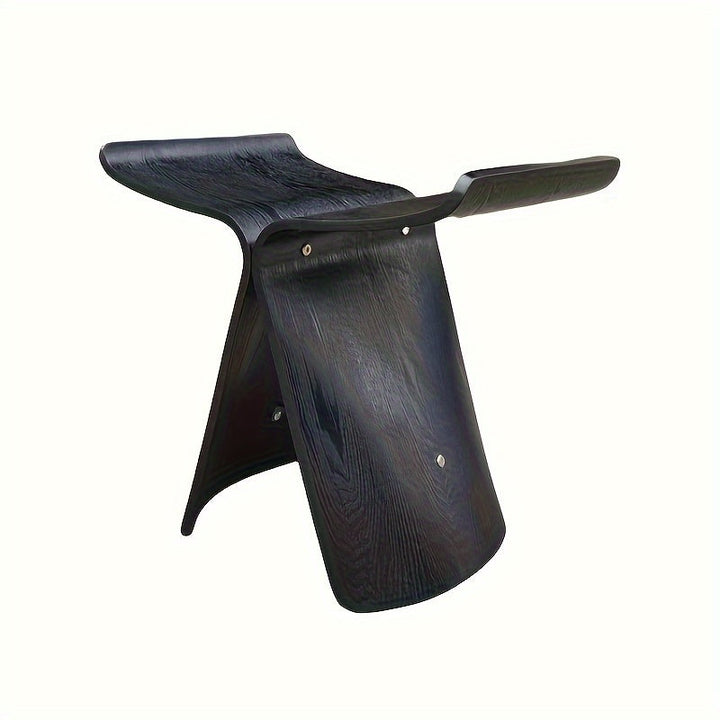 Meuble polyvalent tabouret Papillon en bois, idéal comme table d'appoint ou siège d'entrée.