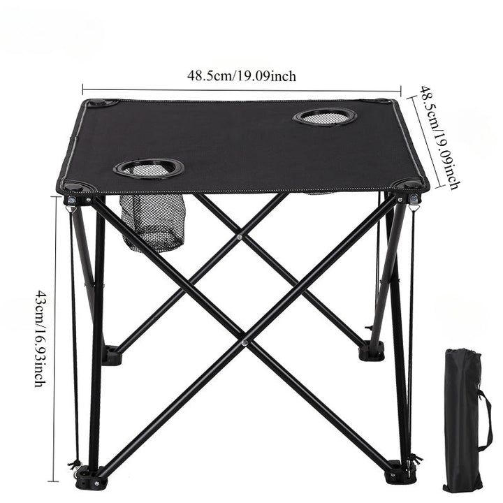 Table de camping pliable en métal léger avec plateau facile à nettoyer, partie de l'ensemble de jardin portable.