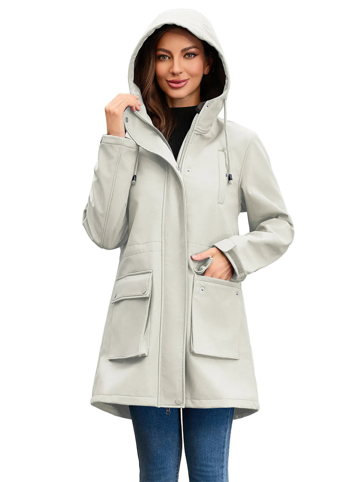 Veste à capuche femme, imperméable, coupe-vent, polyvalente pour toutes activités extérieures.