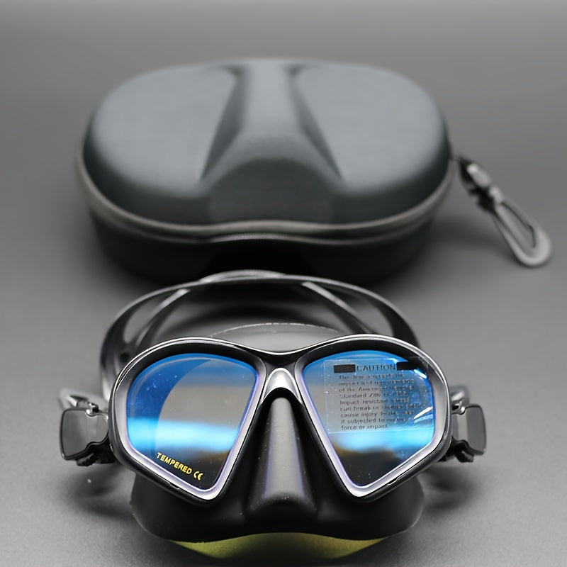Masque de snorkeling et plongée avec verre trempé, anti-buée et support caméra pour aventures aquatiques.