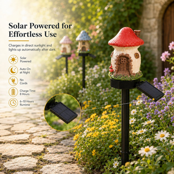 Éclairage de jardin LED solaire champignon, lumière douce pour une ambiance cosy et unique en extérieur.
