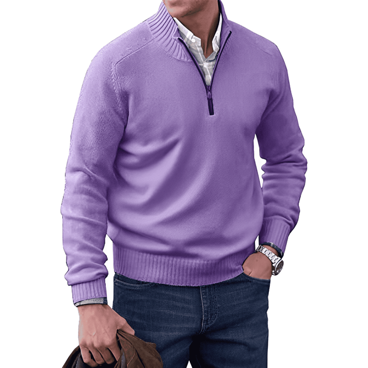 Pull homme col montant zippé. Style élégant et décontracté, confort optimal pour l'automne-hiver.