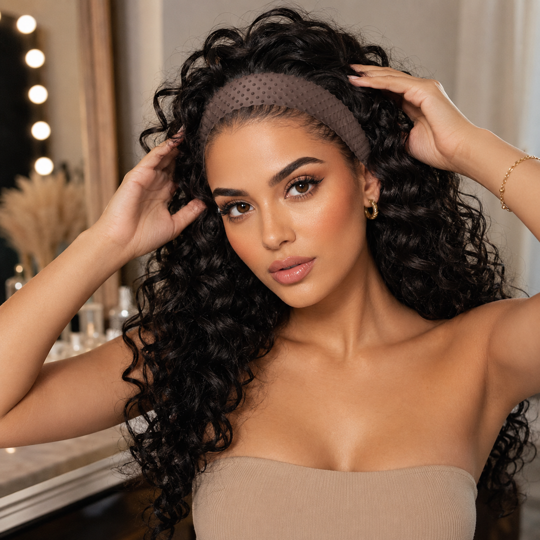 Perruque femme : bandeau de maintien discret en silicone, anti-glissement efficace.