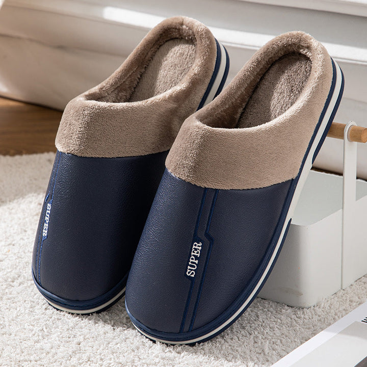Chaussons homme douillets effet peluche pour un confort hivernal optimal à la maison. Pantoufles chaudes.