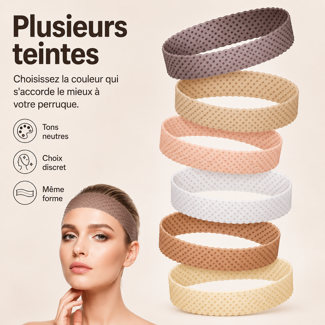 Maintien de perruque antidérapant en silicone, assure une tenue parfaite et discrète.