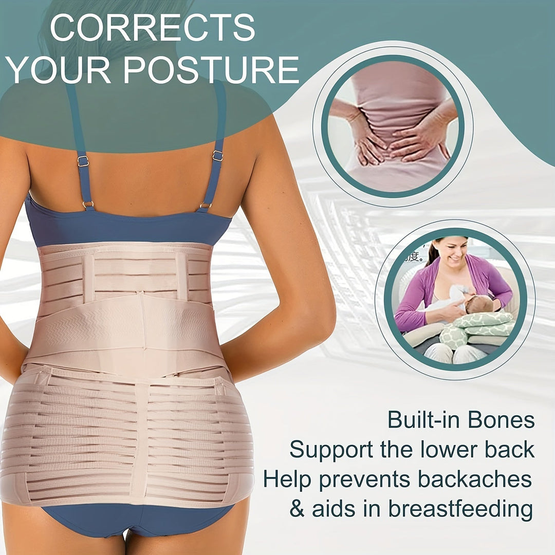 Ceinture maternité pour femmes, soutien postnatal réglable et confortable, compression abdominale douce et efficace.