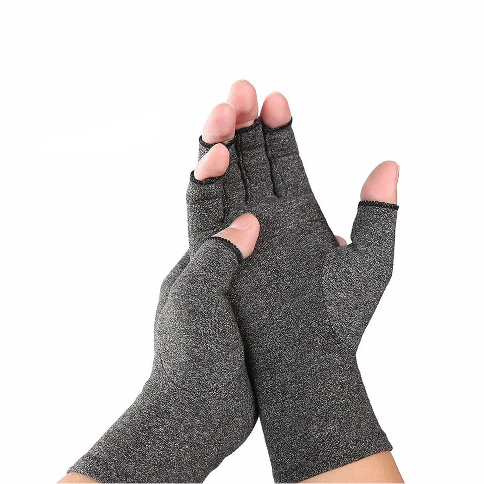 Gants compression unisexe coton-spandex doigts ouverts. Soulagent douleur main, arthrite, canal carpien. Soutien articulaire, confort.