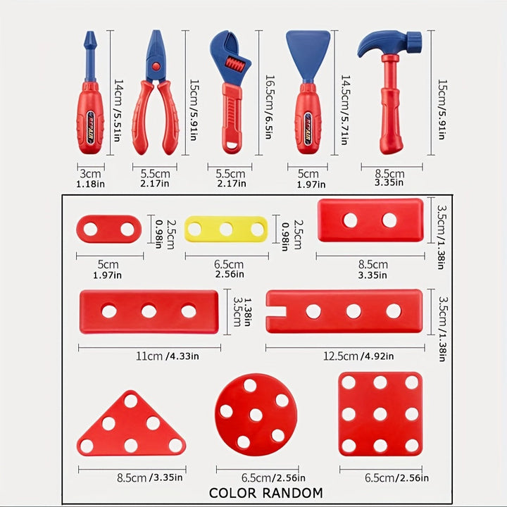 Kit d'outils pour garçons et filles (48 pcs), incluant perceuse électrique, casque. Jeu de rôle créatif.