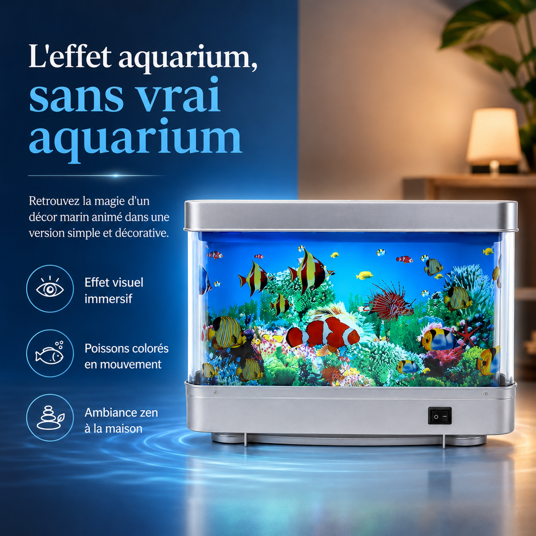Lampe LED AquaDream style rétro, poissons artificiels pour ambiance nostalgique relaxante et décoration salon/chambre.