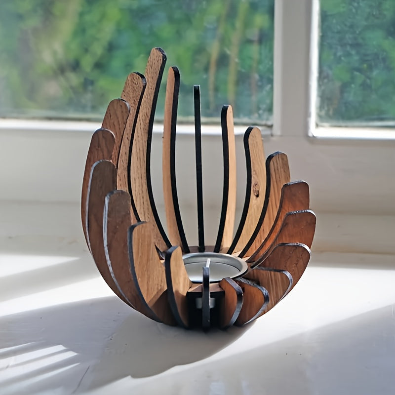 Magnifique bougeoir décoratif lotus en bois artisanal. Parfait pour une touche bohème et une lumière douce chez vous.