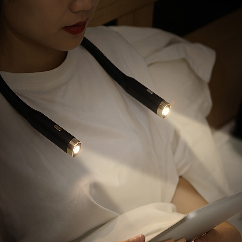 Lampe de lecture FlexLight noire, portable et rechargeable USB pour un éclairage confortable et doux.