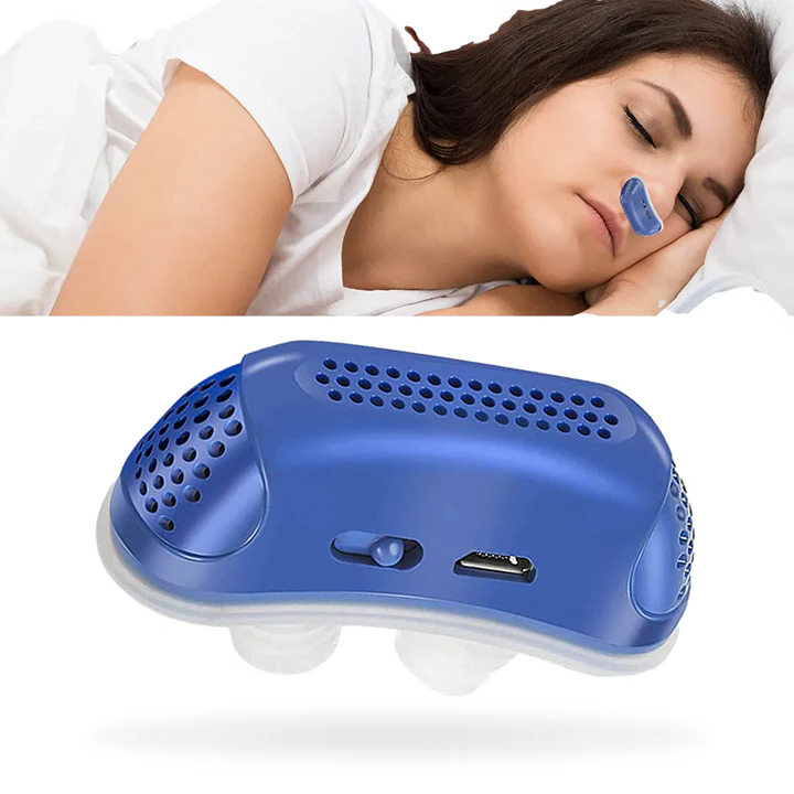 Appareil anti-ronflement compact et silencieux. Améliore la respiration nasale pour un sommeil profond et réparateur.