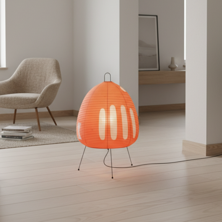 Petite lampe de table en papier de riz, style minimaliste, lumière douce pour la chambre.