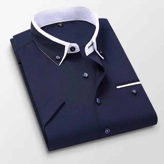 Chemise homme Victor à manches courtes, coupe classique pour un confort optimal, mode masculine décontractée.