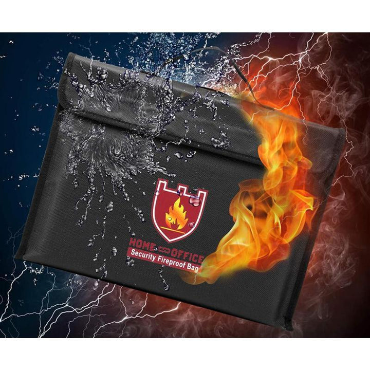 Coffre-fort souple ignifuge et étanche pour documents, passeports, argent et bijoux, protection anti-feu et anti-eau.