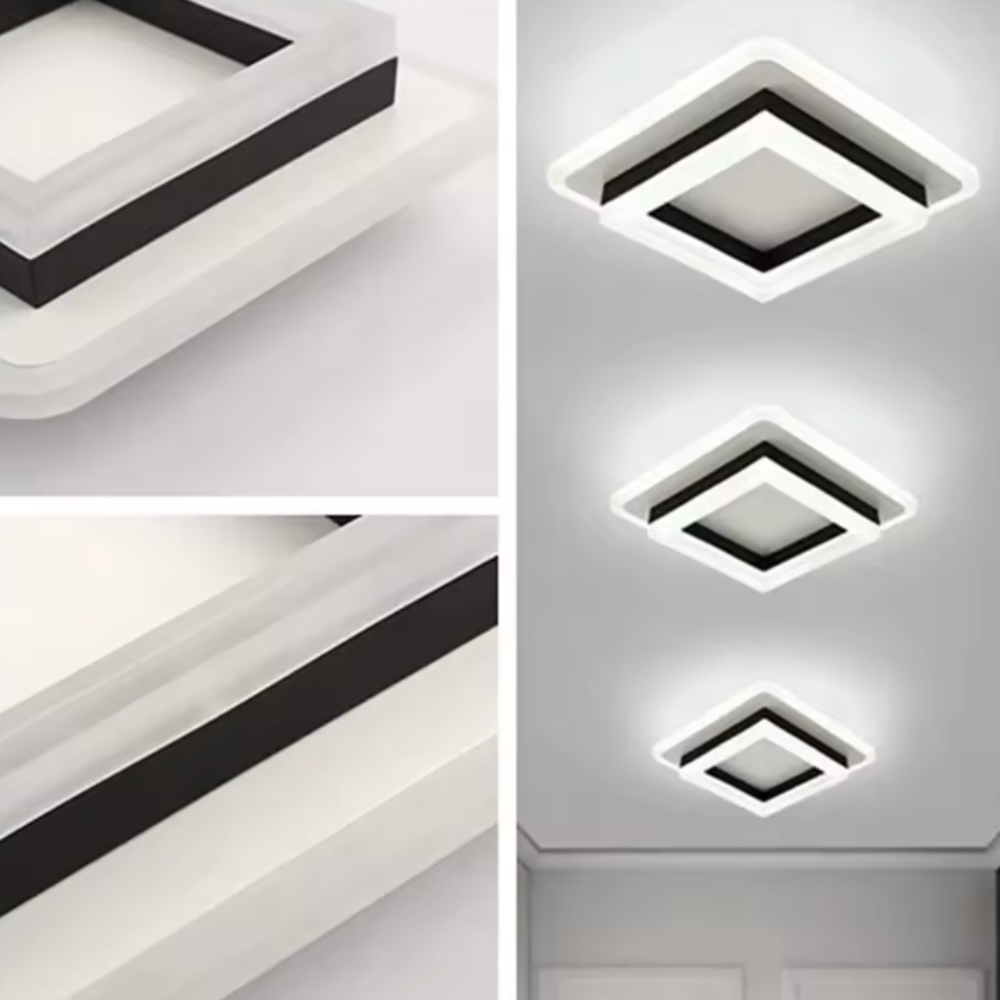 Design épuré, plafonnier LED carré, optimise l'éclairage et le style de la pièce.