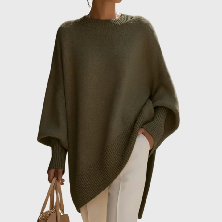 Pull poncho femme oversize, mode décontractée et confortable, coupe ample parfaite pour le mi-saison.