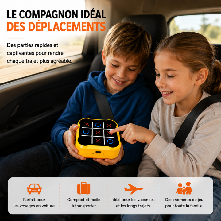 Morpion BOLT portable, jeu de société familial. Défis interactifs pour stimuler la pensée stratégique.