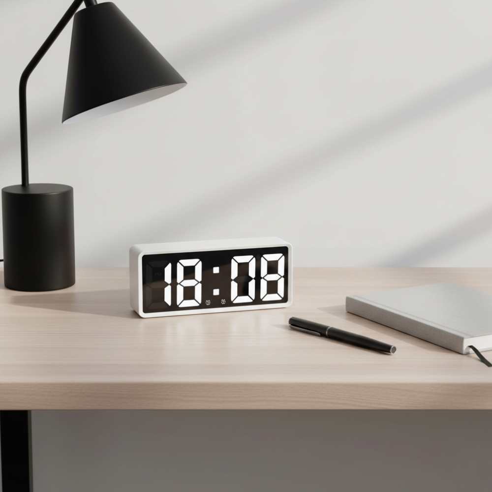 Cadeau maison: réveil LED moderne avec miroir et affichage numérique de la température.