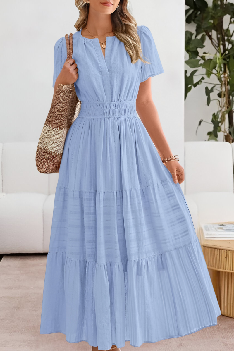 Superbe robe midi femme fluide bohème, parfaite pour les vacances d'été, la plage et le confort.