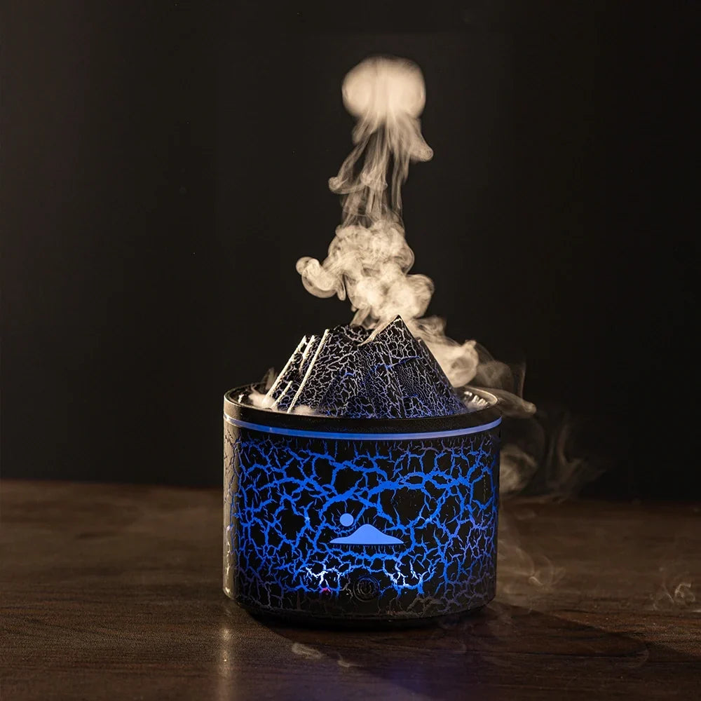 Diffuseur volcan LED avec fonction humidificateur, idéal pour une atmosphère de détente et bien-être.
