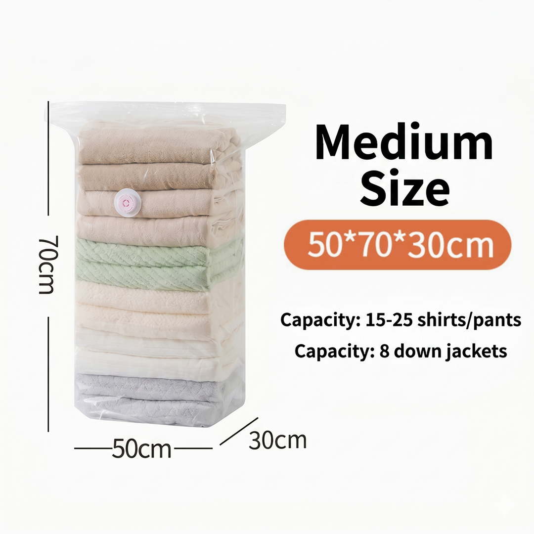 Accessoire rangement durable: sac compression sans pompe en plastique robuste, pour stockage maison longue durée.