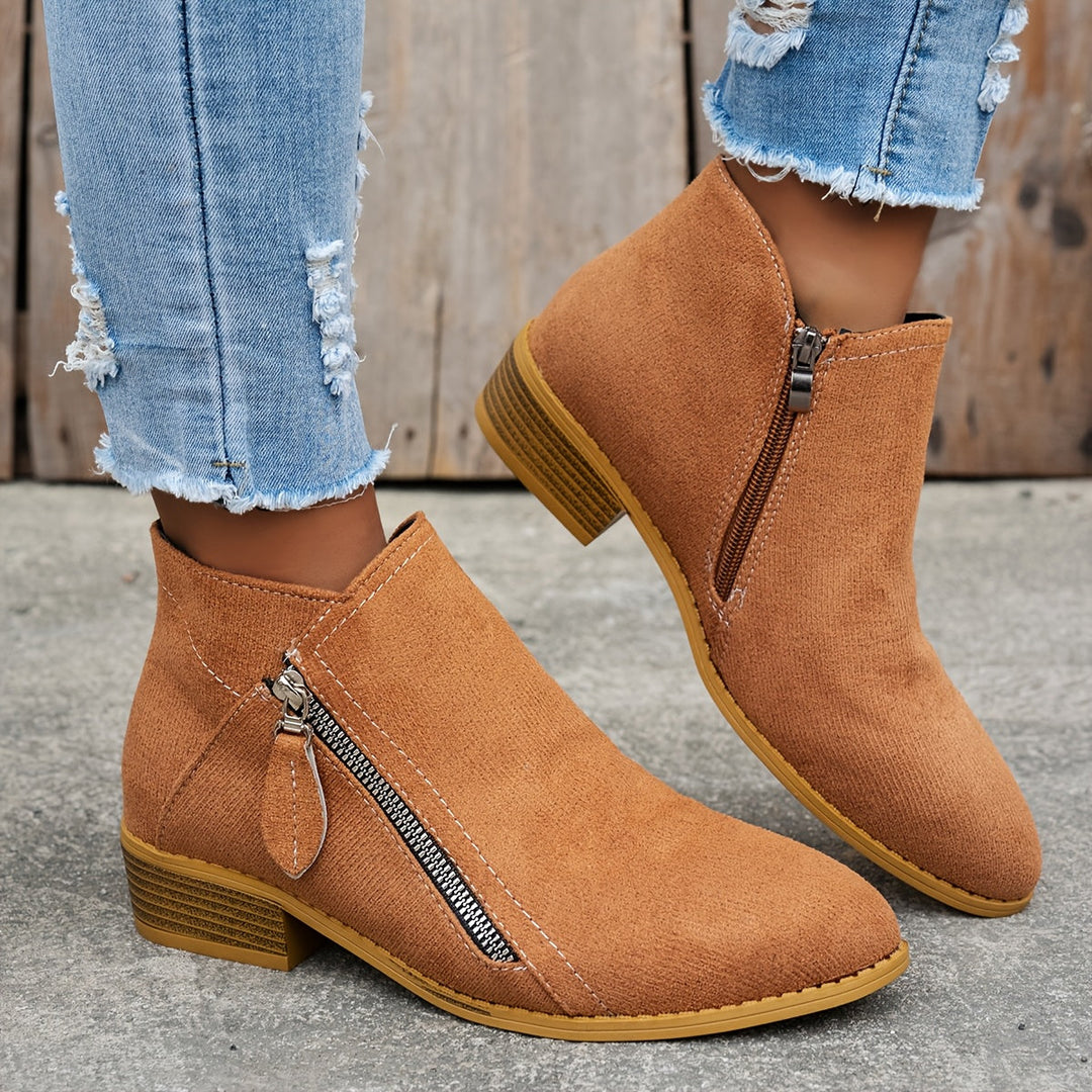 Chaussures bottines à fermeture éclair pour femmes, confort longue durée et soutien plantaire.