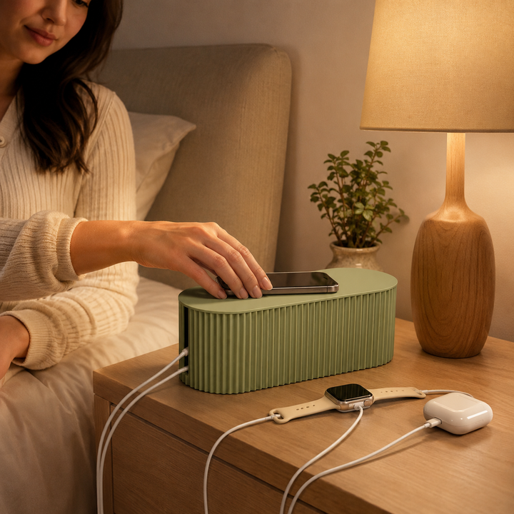 Boîte cache câbles pour un intérieur organisé, solution élégante pour fils et chargeurs.