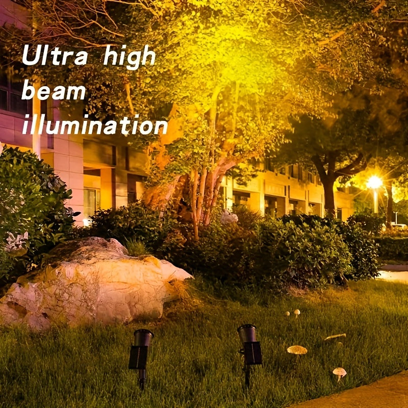 Illuminez votre jardin et allée avec ce projecteur solaire LED étanche, 3 niveaux de gradation. Éclairage parfait.