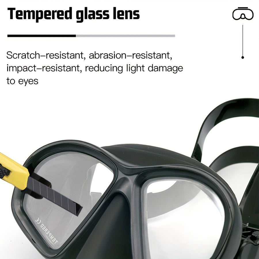 Masque de snorkeling et plongée, anti-buée, verre trempé, avec fixation caméra, pour une vision nette.