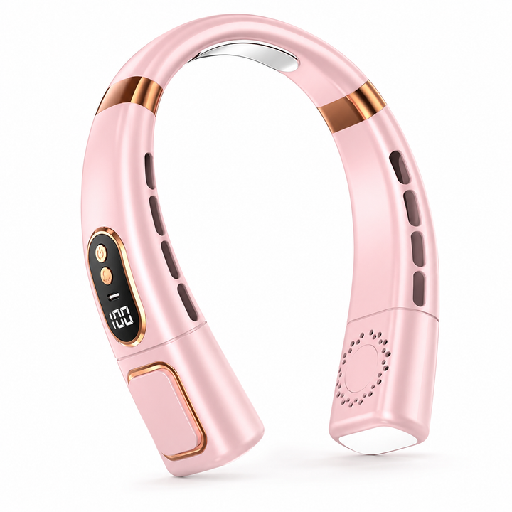 Ventilateur 360° discret et puissant, pour une sensation de fraîcheur continue au cou.