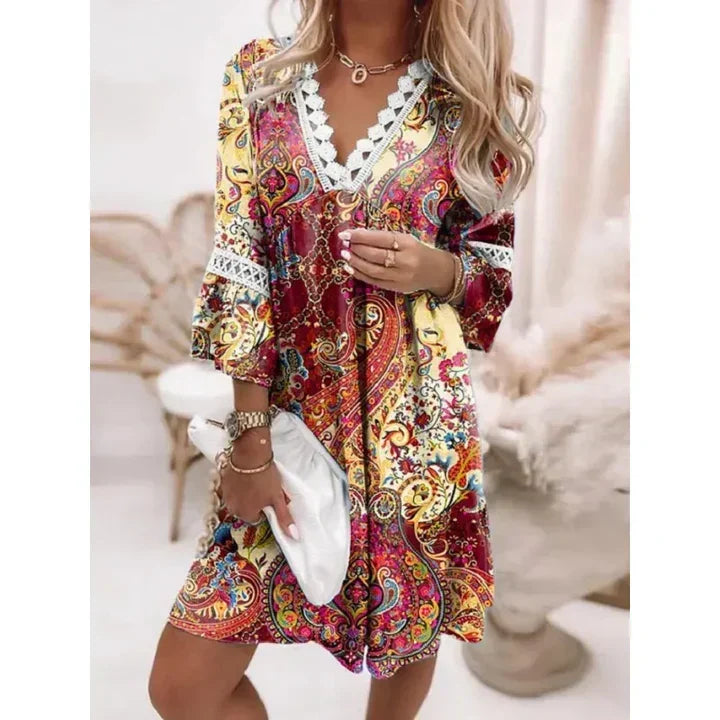 Robe longue florale pour femme, élégante et confortable pour les vacances d'été.