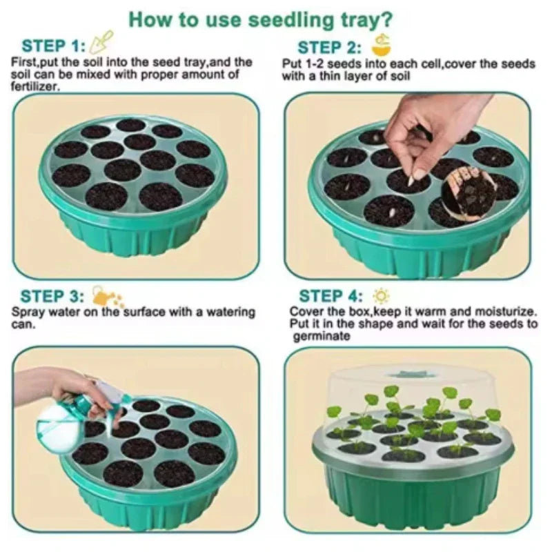 Plateau de culture hydroponique avec couvercle, optimisant la germination et les semis de vos futurs plants.