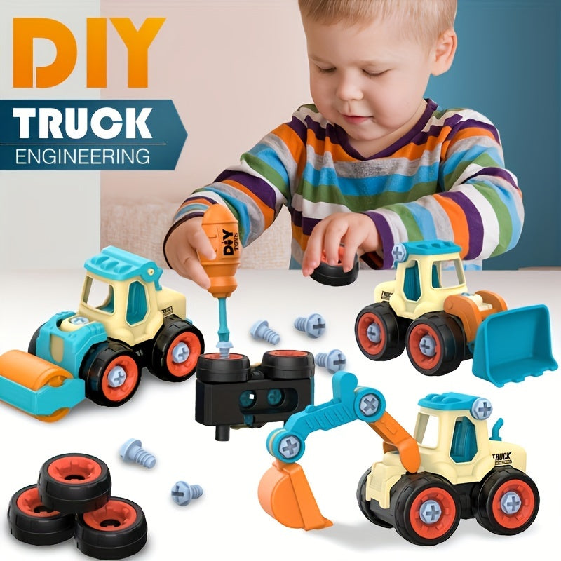 Camion DIY à construire pour enfant, kit de montage créatif en plastique, idéal pour le bricolage manuel.