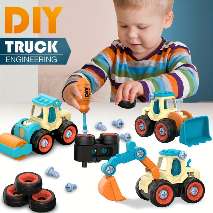 Camion DIY à construire pour enfant, kit de montage créatif en plastique, idéal pour le bricolage manuel.
