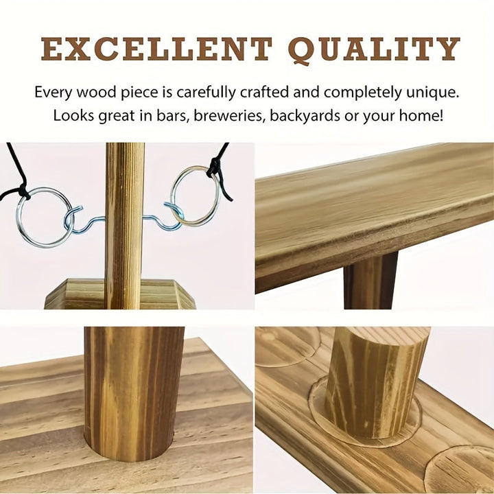Jeu de lancer d'anneaux en bois pour jardin, un classique du divertissement familial et convivial.