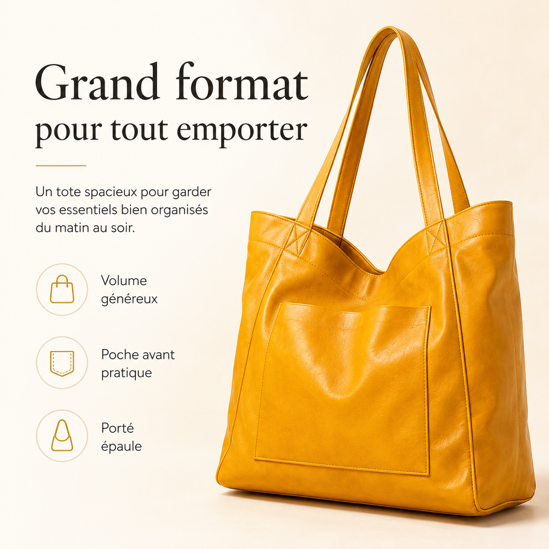 Grand sac femme Elegancia vintage polyvalent, idéal pour le travail et le shopping.