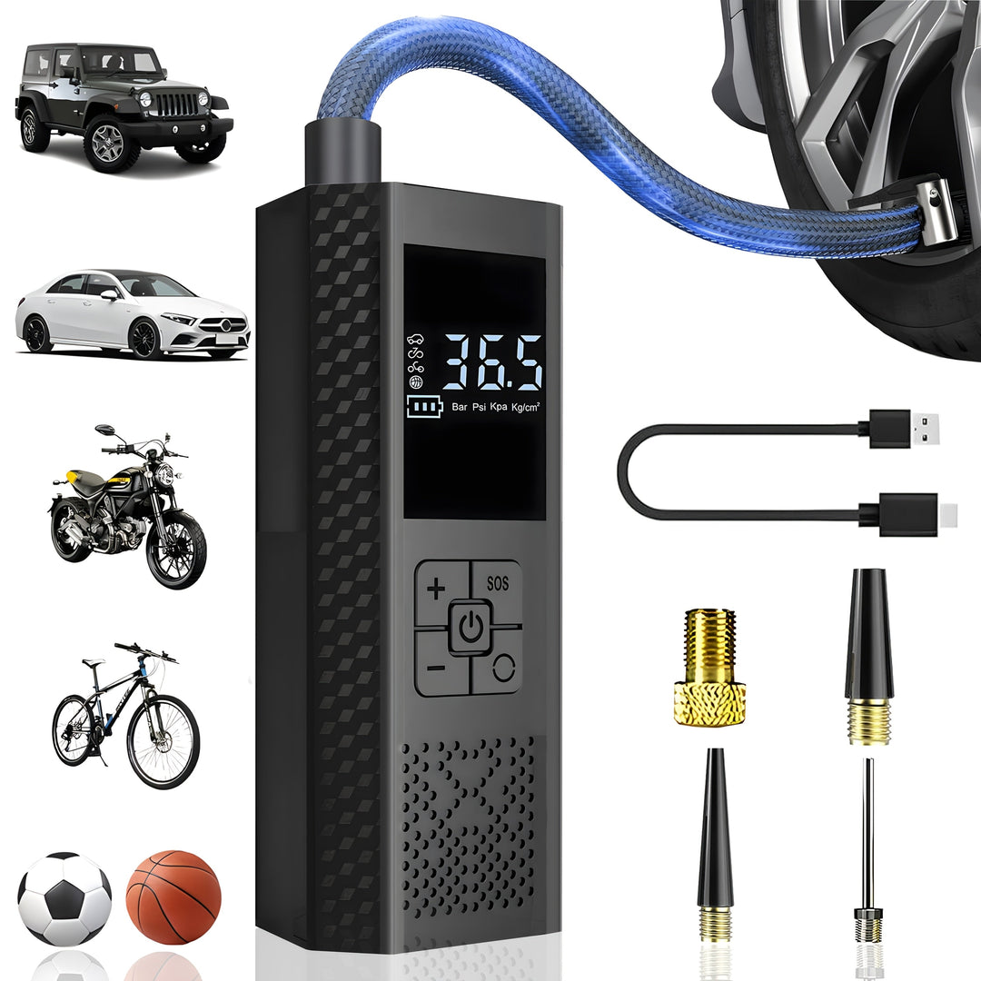 Gonfleur de pneus intelligent AirSmart pour auto, moto, vélo. Accessoire indispensable, précis et facile à utiliser.