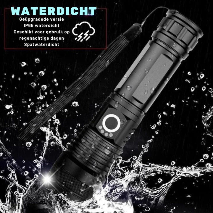 Torche LED 90000 lumens, ultra puissante pour la randonnée, camping et chasse. Modèle tactique.
