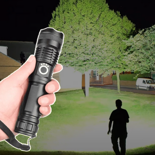 Lampe de poche LED ultra puissante XHP50.2, 90000 lumens, rechargeable USB pour camping et survie.