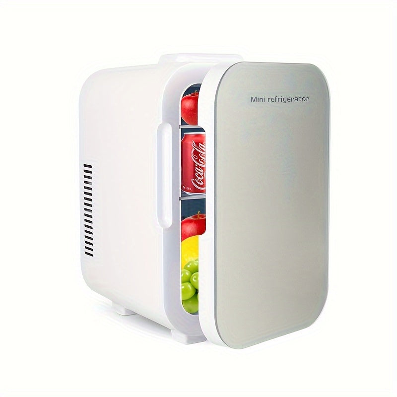 Frigo portable 8L pour bureau ou voiture, maintient boissons fraîches. Design moderne avec porte en verre.