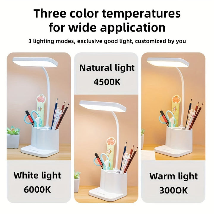 Lampe de travail LED intelligente et tactile. Éclairage réglable pour bureau, rechargeable et sans fil.