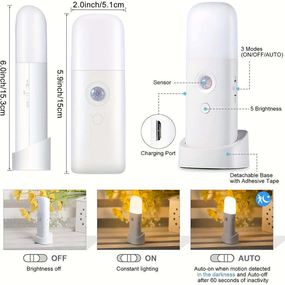 Lampe LED intelligente pour chambre, lumière de nuit avec détecteur de mouvement et USB.