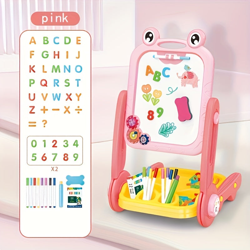 Tableau enfant double face magnétique éducatif pour apprentissage et créativité, parfait pour dessin et écriture.